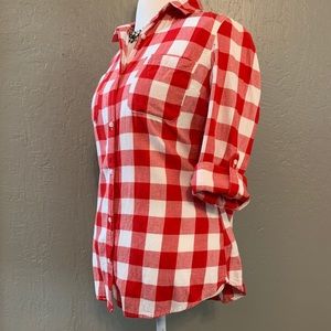 Old Navy Red & White Plaid Flannel